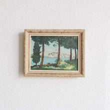 Load image into Gallery viewer, VINTAGE VILLAGE THROUGH THE TREES OIL PAINTING