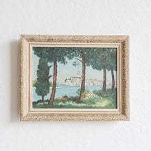 Load image into Gallery viewer, VINTAGE VILLAGE THROUGH THE TREES OIL PAINTING