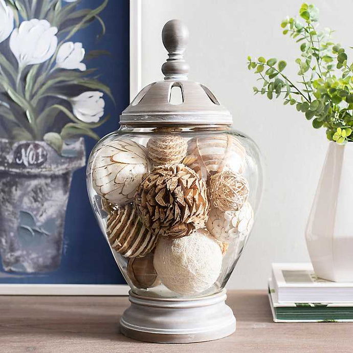 Gray Washed Majestic Potpourri Jar